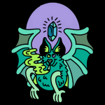 Stoner Witches logo, a bat mascot with crystals